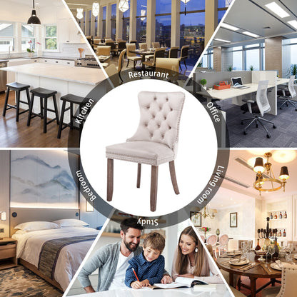 Ensemble de 6 chaises de salle à manger capitonnées en velours avec pieds en bois massif