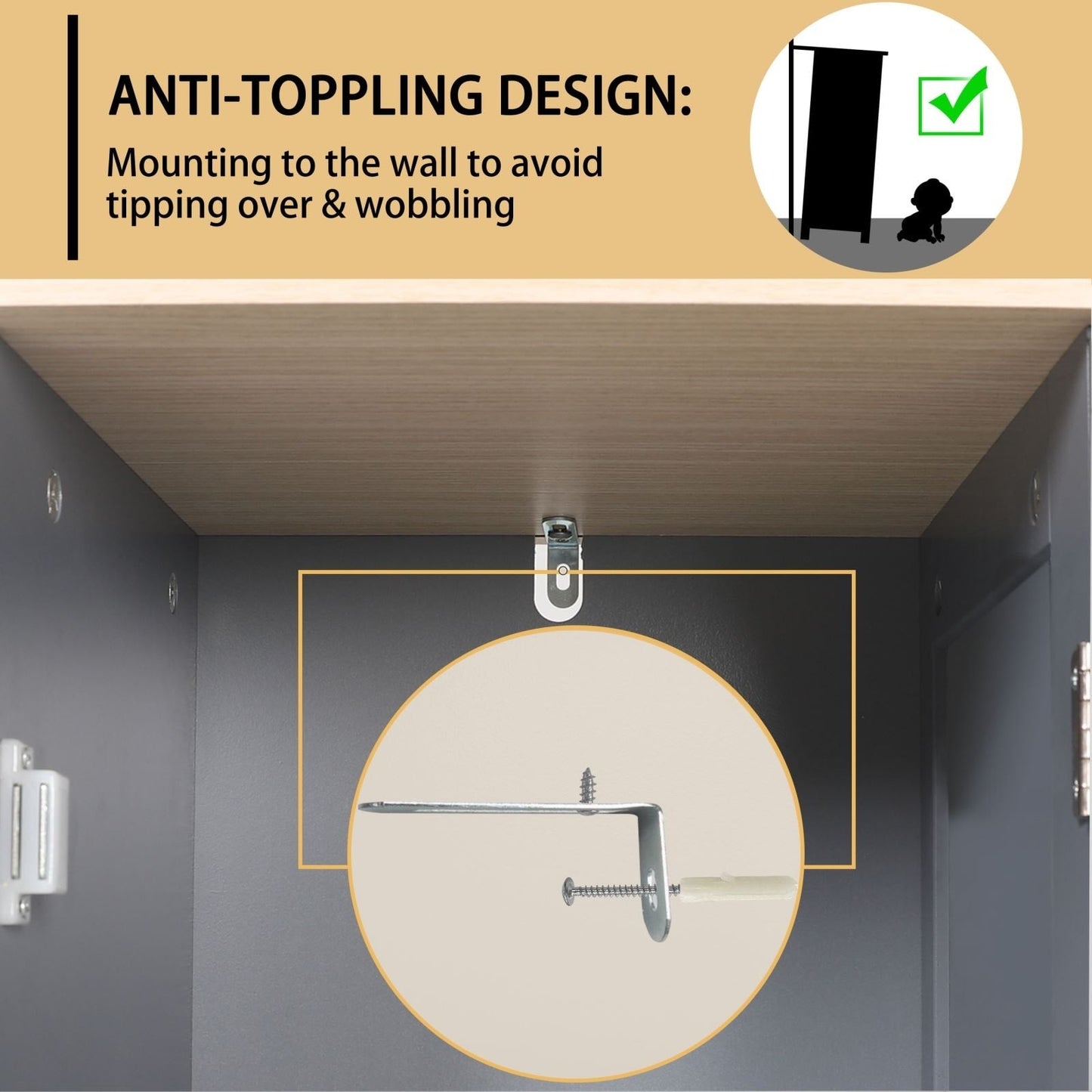 Meuble de rangement au sol pour salle de bain VEIKOUS avec 4 tiroirs