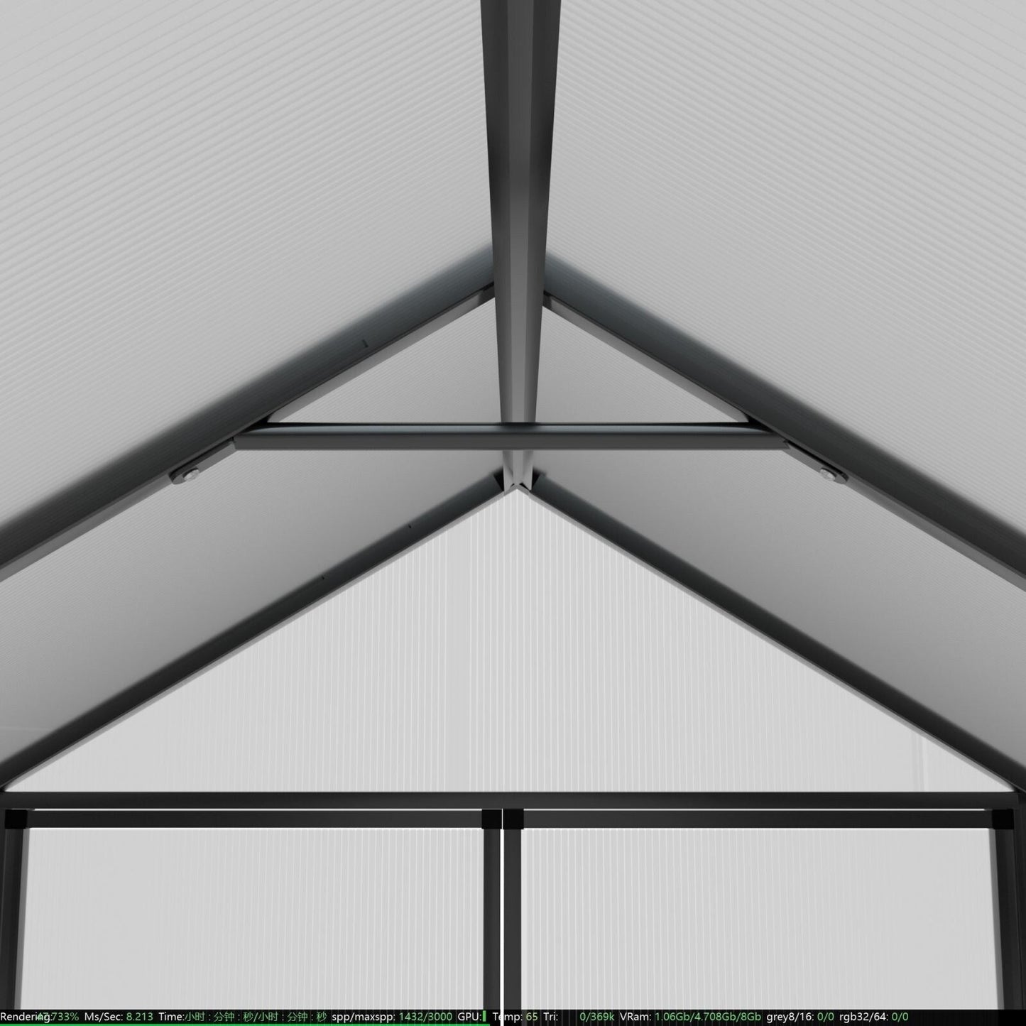 Serre de jardin VEIKOUS en aluminium, gris, avec aération de toit réglable et porte verrouillable.