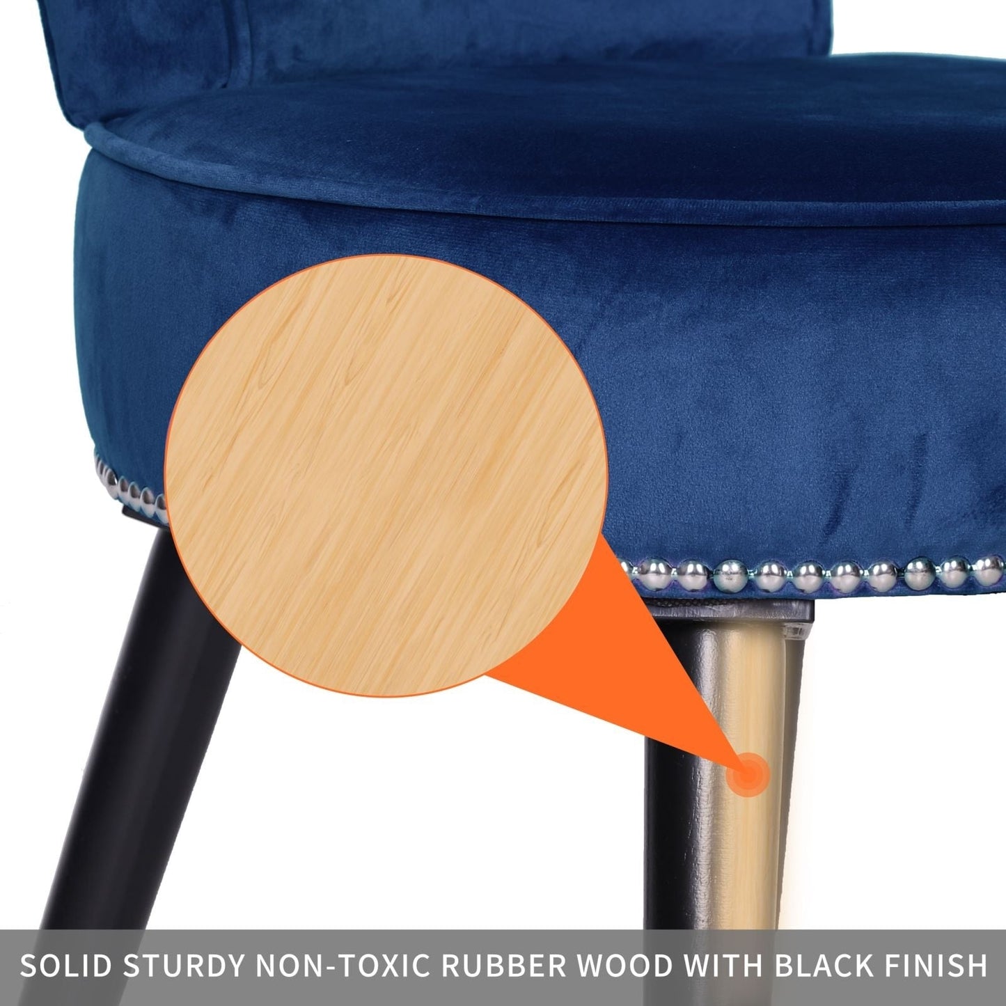 Tabouret de coiffeuse VEIKOUS avec dossier bas et pieds en bois - 17,3 x 15,7 x 25,1