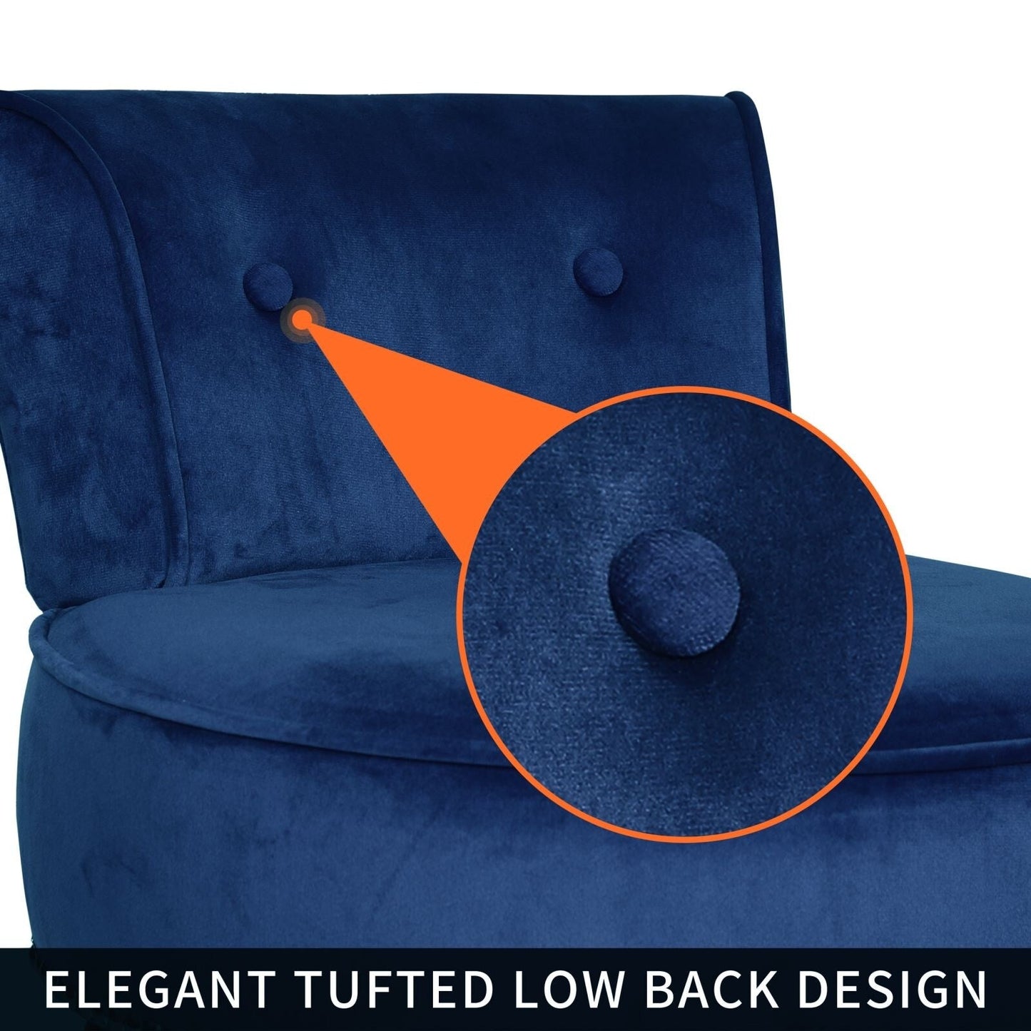 Tabouret de coiffeuse VEIKOUS avec dossier bas et pieds en bois - 17,3 x 15,7 x 25,1