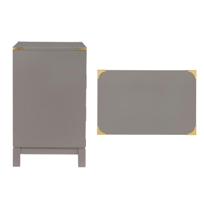 Table de chevet Valoria à 3 tiroirs avec accents dorés