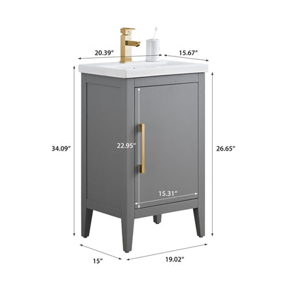 Meuble-lavabo simple vasque Vanity Art 20, 24 ou 30 pouces avec plan de travail en céramique