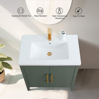 Meuble-lavabo simple vasque Vanity Art 20, 24 ou 30 pouces avec plan de travail en céramique