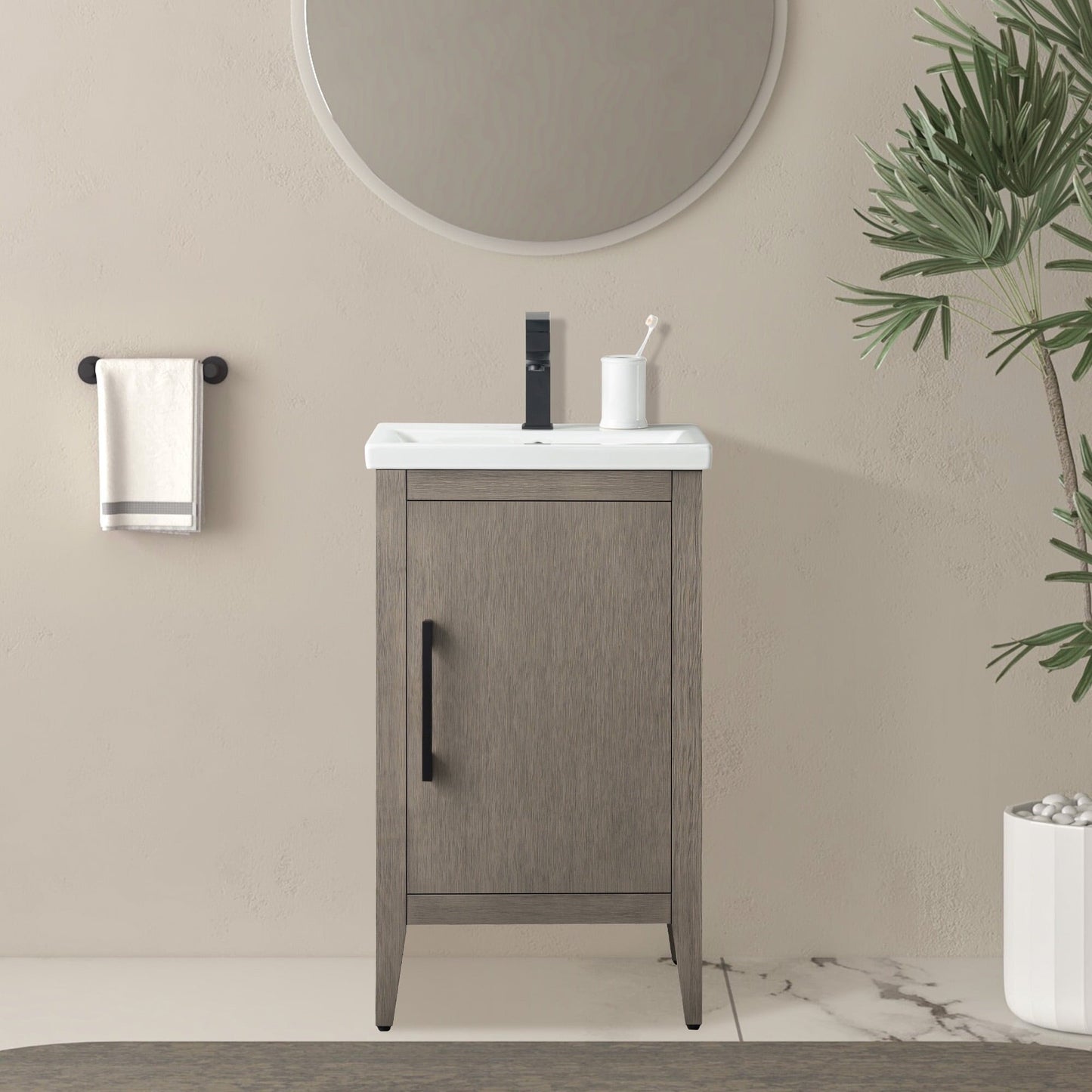 Meuble-lavabo simple vasque Vanity Art 20, 24 ou 30 pouces avec plan de travail en céramique