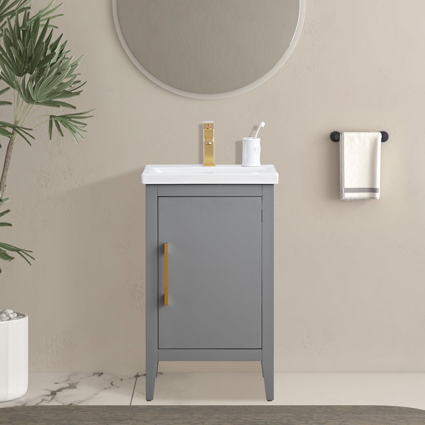 Meuble-lavabo simple vasque Vanity Art 20, 24 ou 30 pouces avec plan de travail en céramique