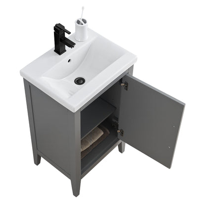 Meuble-lavabo simple vasque Vanity Art 20, 24 ou 30 pouces avec plan de travail en céramique