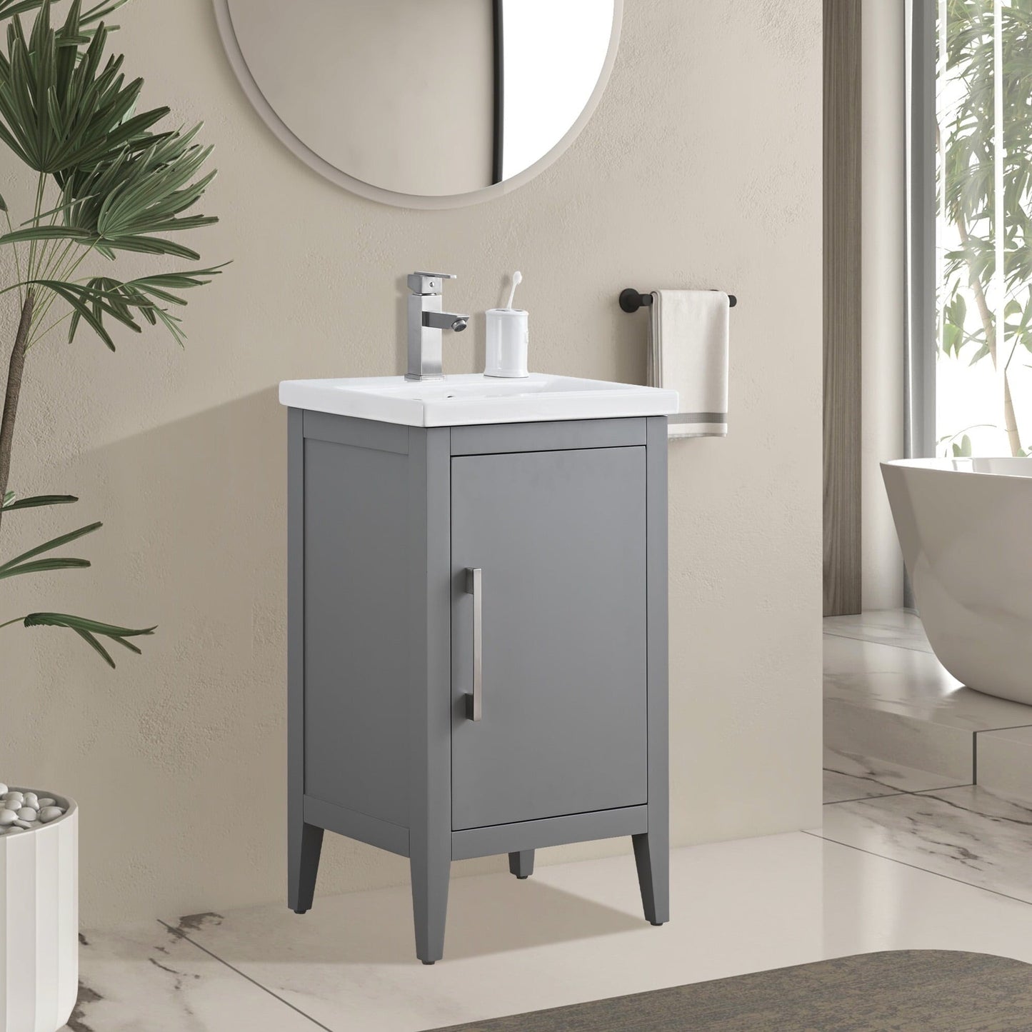 Meuble-lavabo simple vasque Vanity Art 20, 24 ou 30 pouces avec plan de travail en céramique