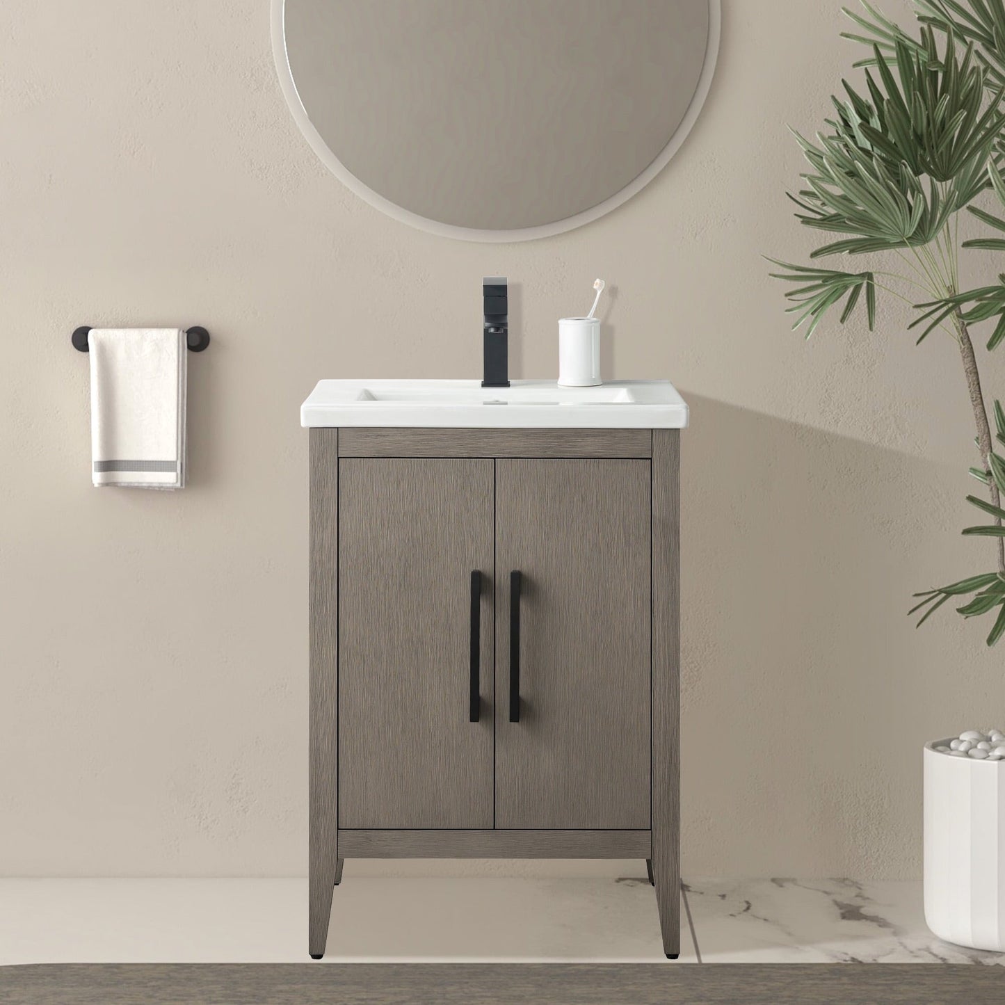 Meuble-lavabo simple vasque Vanity Art 20, 24 ou 30 pouces avec plan de travail en céramique