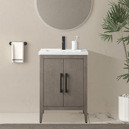 Meuble-lavabo simple vasque Vanity Art 20, 24 ou 30 pouces avec plan de travail en céramique