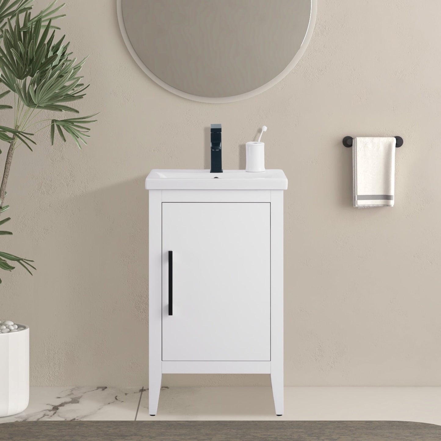 Meuble-lavabo simple vasque Vanity Art 20, 24 ou 30 pouces avec plan de travail en céramique