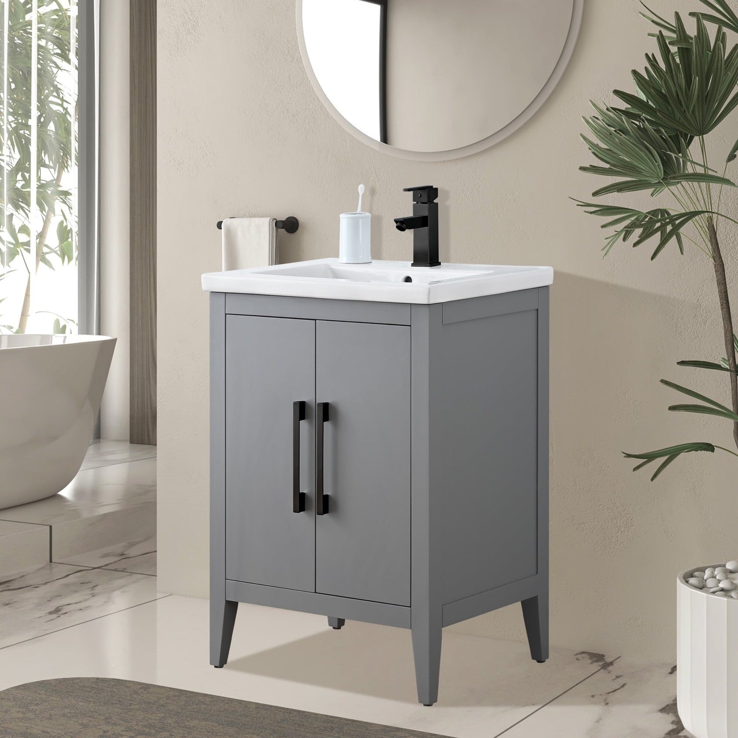 Meuble-lavabo simple vasque Vanity Art 20, 24 ou 30 pouces avec plan de travail en céramique