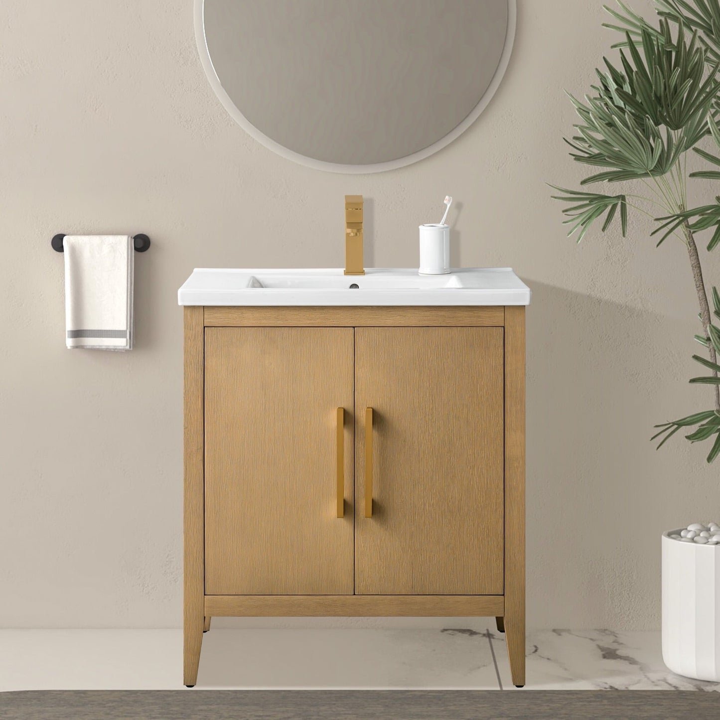 Meuble-lavabo simple vasque Vanity Art 20, 24 ou 30 pouces avec plan de travail en céramique