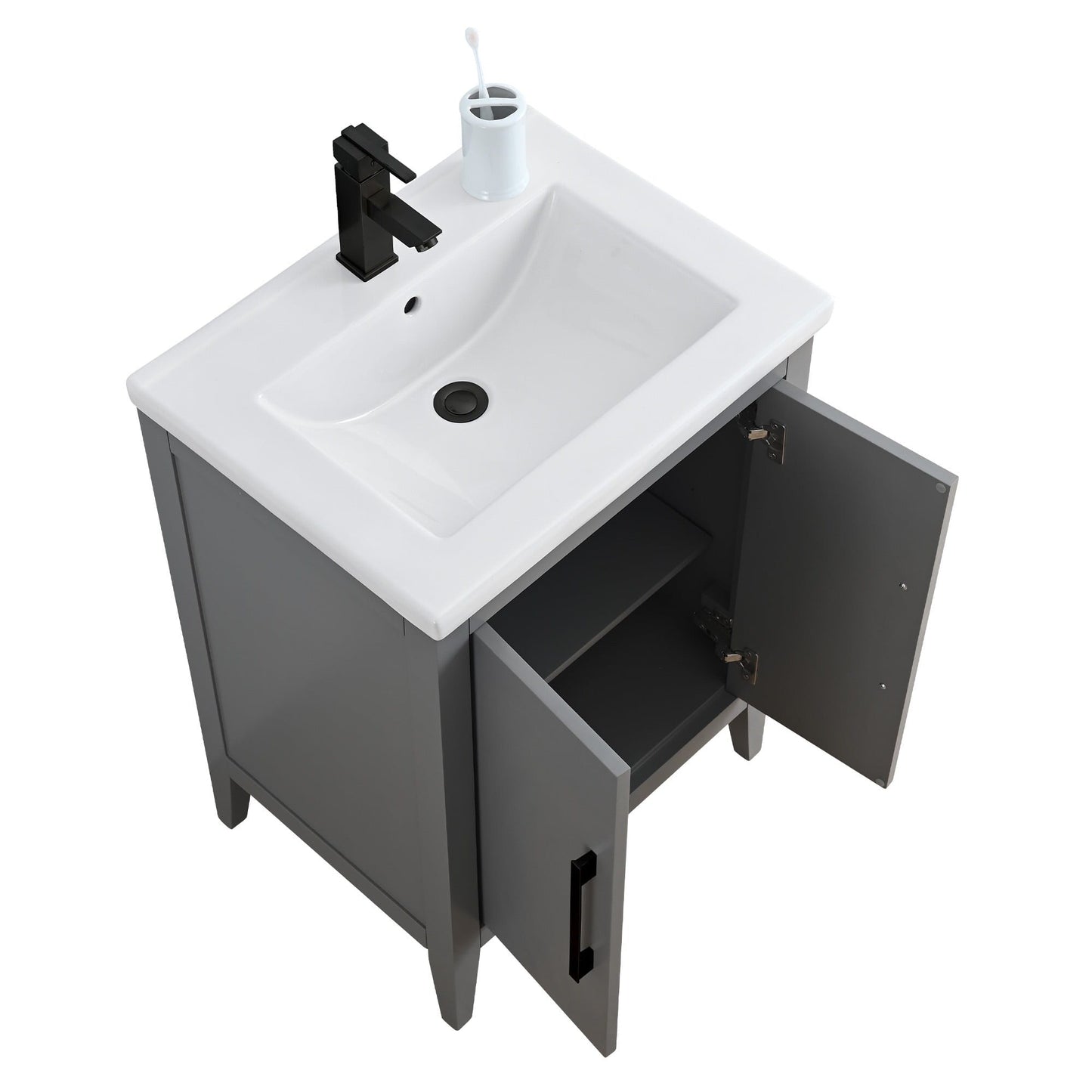 Meuble-lavabo simple vasque Vanity Art 20, 24 ou 30 pouces avec plan de travail en céramique