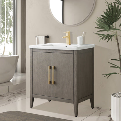 Meuble-lavabo simple vasque Vanity Art 20, 24 ou 30 pouces avec plan de travail en céramique