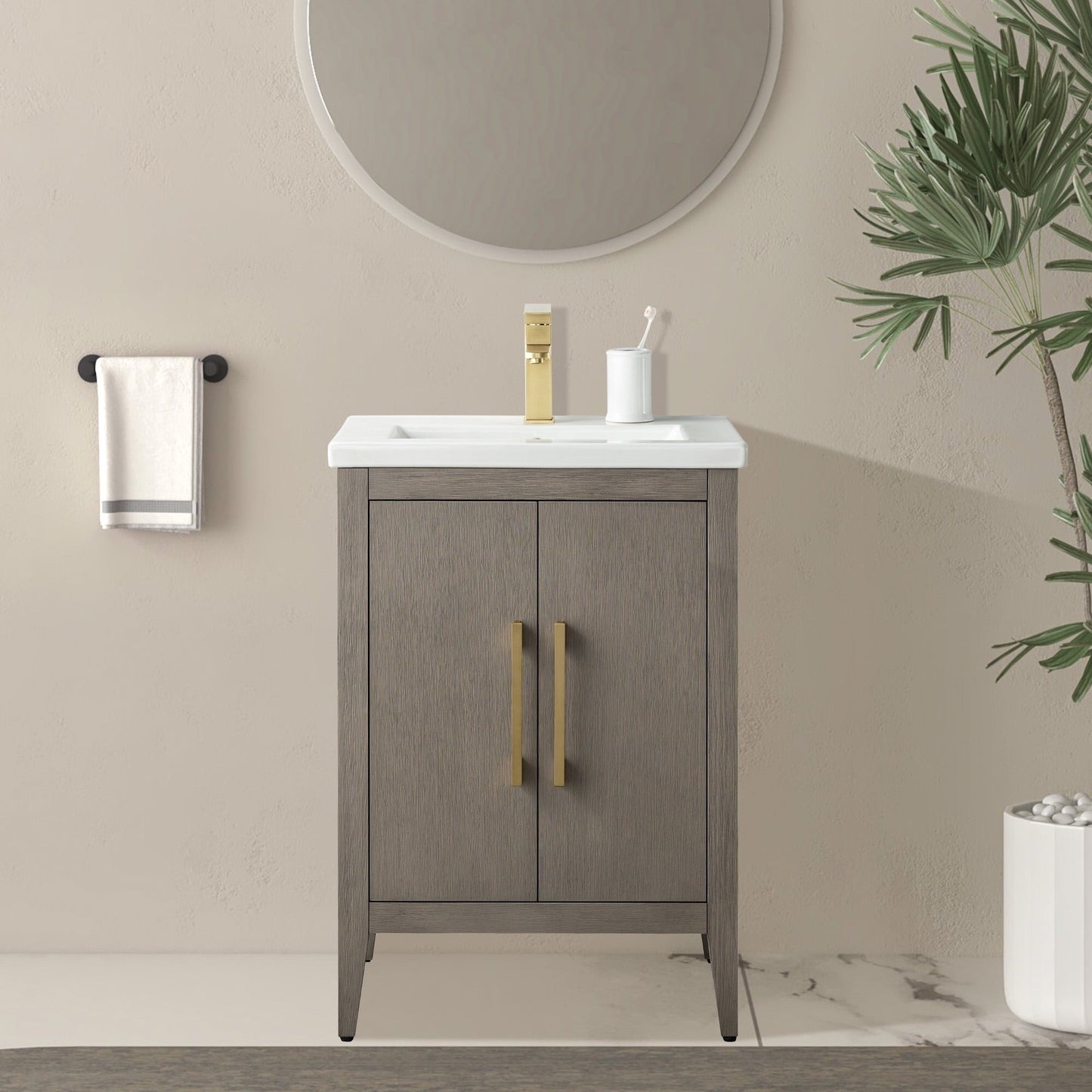 Meuble-lavabo simple vasque Vanity Art 20, 24 ou 30 pouces avec plan de travail en céramique