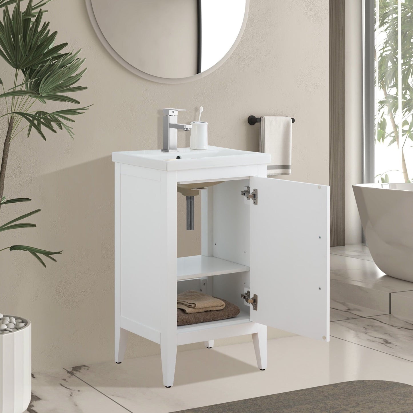 Meuble-lavabo simple vasque Vanity Art 20, 24 ou 30 pouces avec plan de travail en céramique