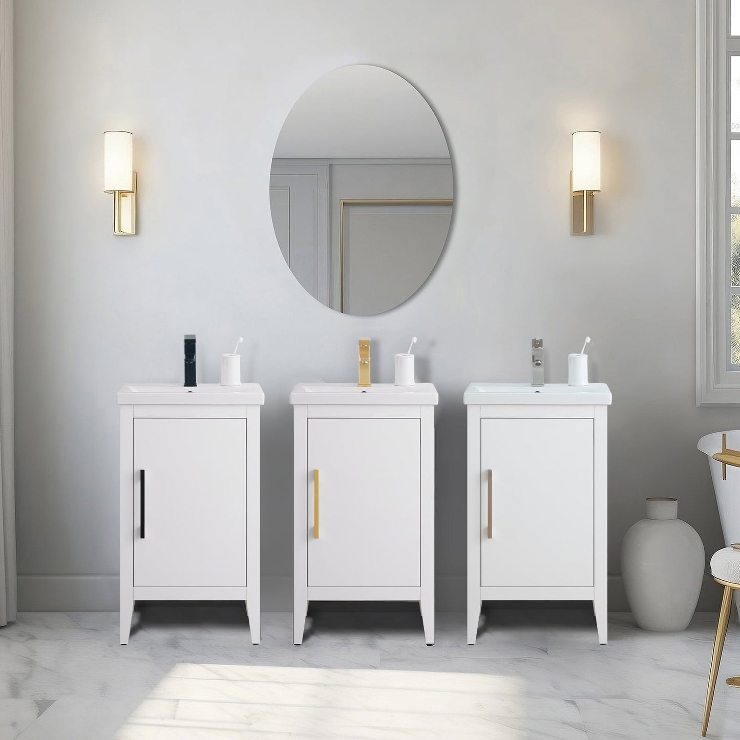 Meuble-lavabo simple vasque Vanity Art 20, 24 ou 30 pouces avec plan de travail en céramique