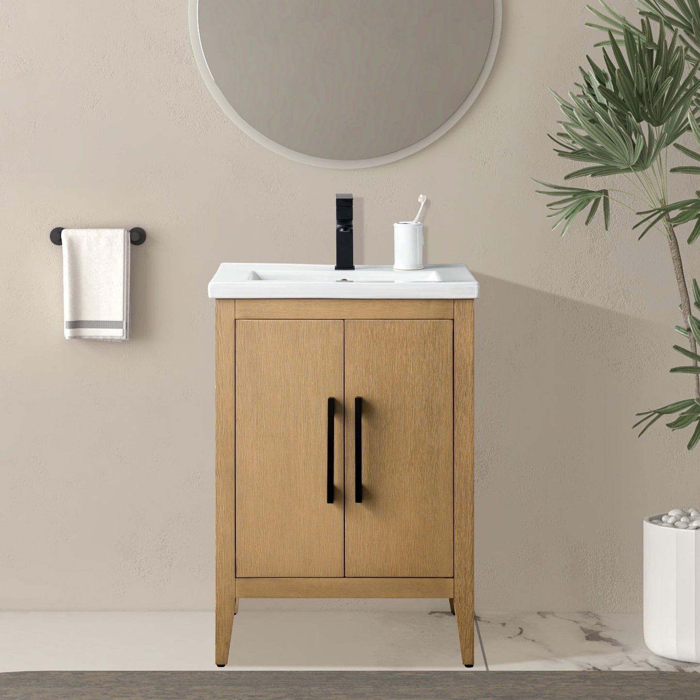 Meuble-lavabo simple vasque Vanity Art 20, 24 ou 30 pouces avec plan de travail en céramique