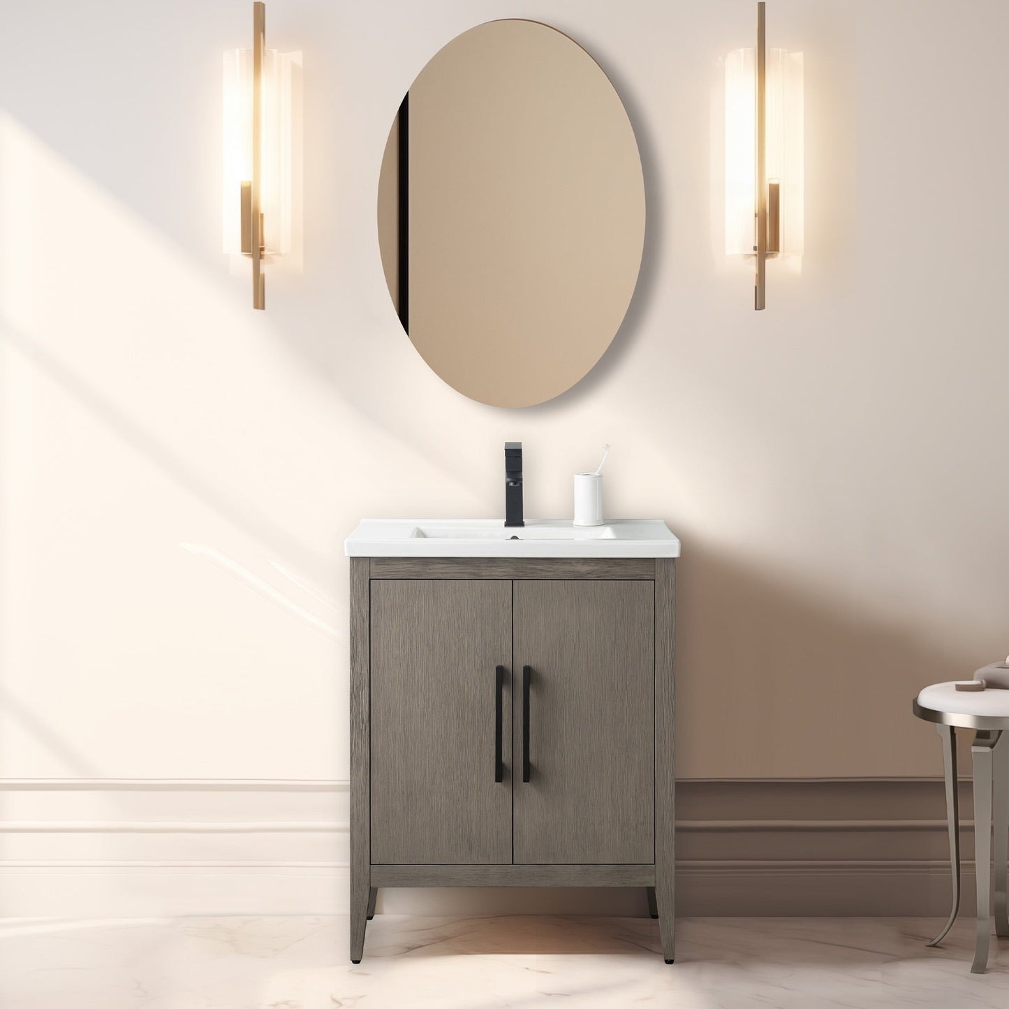 Meuble-lavabo simple vasque Vanity Art 20, 24 ou 30 pouces avec plan de travail en céramique