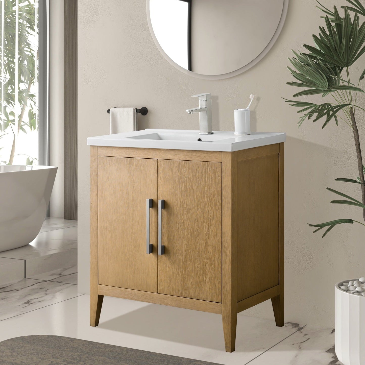 Meuble-lavabo simple vasque Vanity Art 20, 24 ou 30 pouces avec plan de travail en céramique