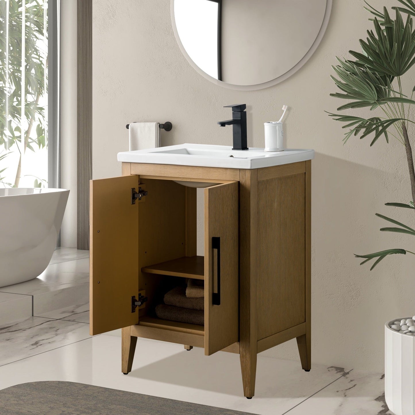Meuble-lavabo simple vasque Vanity Art 20, 24 ou 30 pouces avec plan de travail en céramique