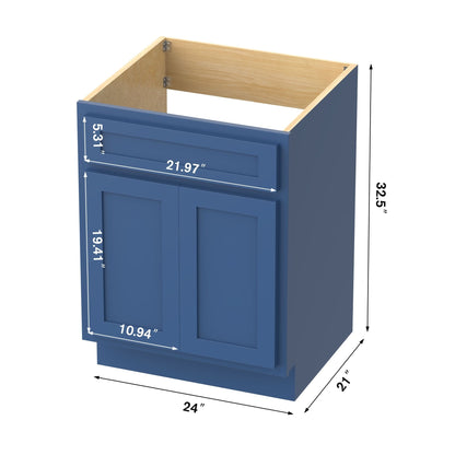 Meuble-lavabo simple vasque en bois massif Vanity Art de 61 cm (24 pouces)