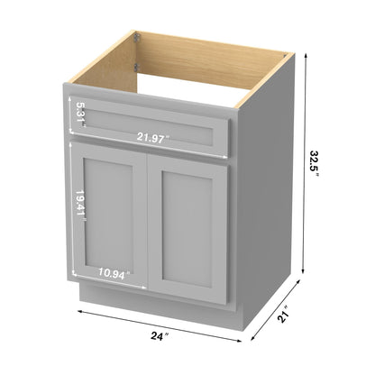 Meuble-lavabo simple vasque en bois massif Vanity Art de 61 cm (24 pouces)