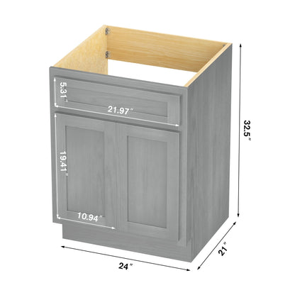 Meuble-lavabo simple vasque en bois massif Vanity Art de 61 cm (24 pouces)