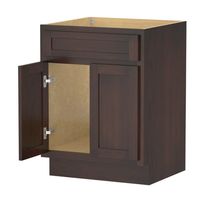 Meuble-lavabo simple vasque en bois massif Vanity Art de 61 cm (24 pouces)