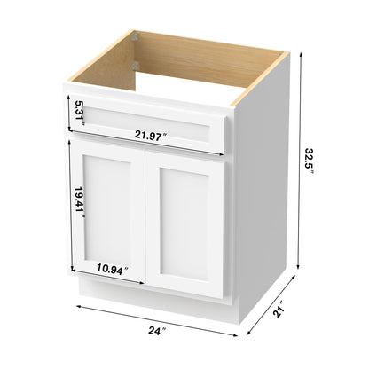 Meuble-lavabo simple vasque en bois massif Vanity Art de 61 cm (24 pouces)