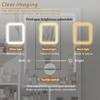 Ensemble coiffeuse avec miroir et lampe, table de maquillage avec tabouret