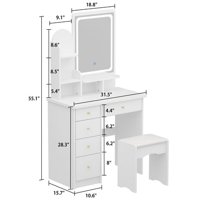 Ensemble coiffeuse avec miroir et lampe, table de maquillage avec tabouret