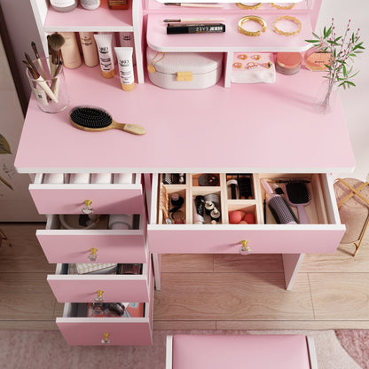 Ensemble coiffeuse avec miroir et lampe, table de maquillage avec tabouret