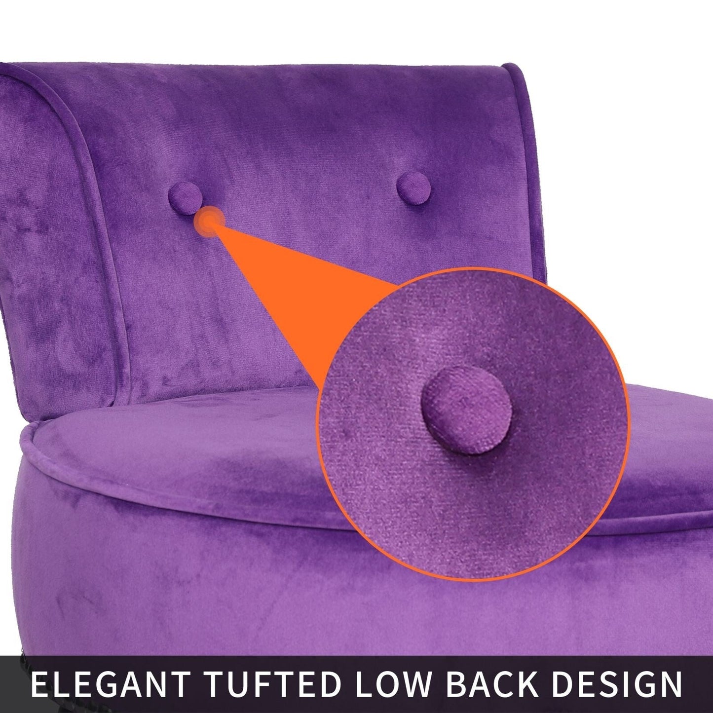 Tabouret de coiffeuse VEIKOUS avec dossier bas et pieds en bois - 17,3 x 15,7 x 25,1