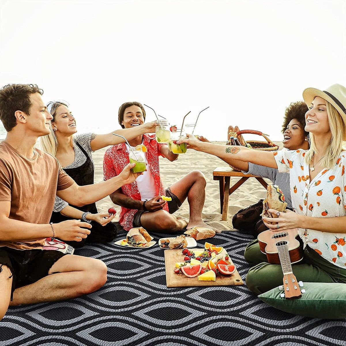 Tapis de sol/tapis d'extérieur léger et réversible Venice en plastique recyclé