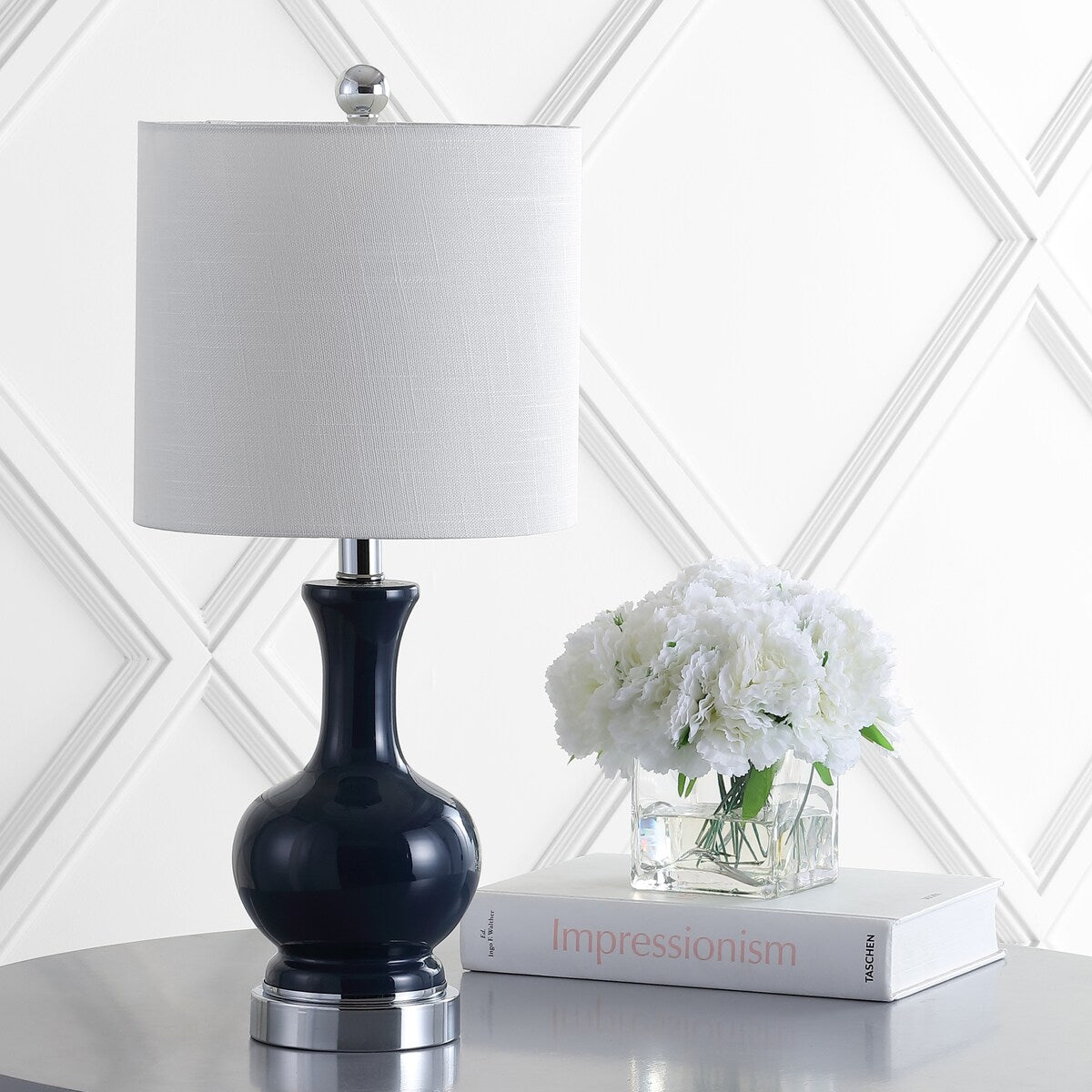 Lampe de table LED Vermont 22 en verre et métal, blanche (lot de 2) par JONATHAN Y