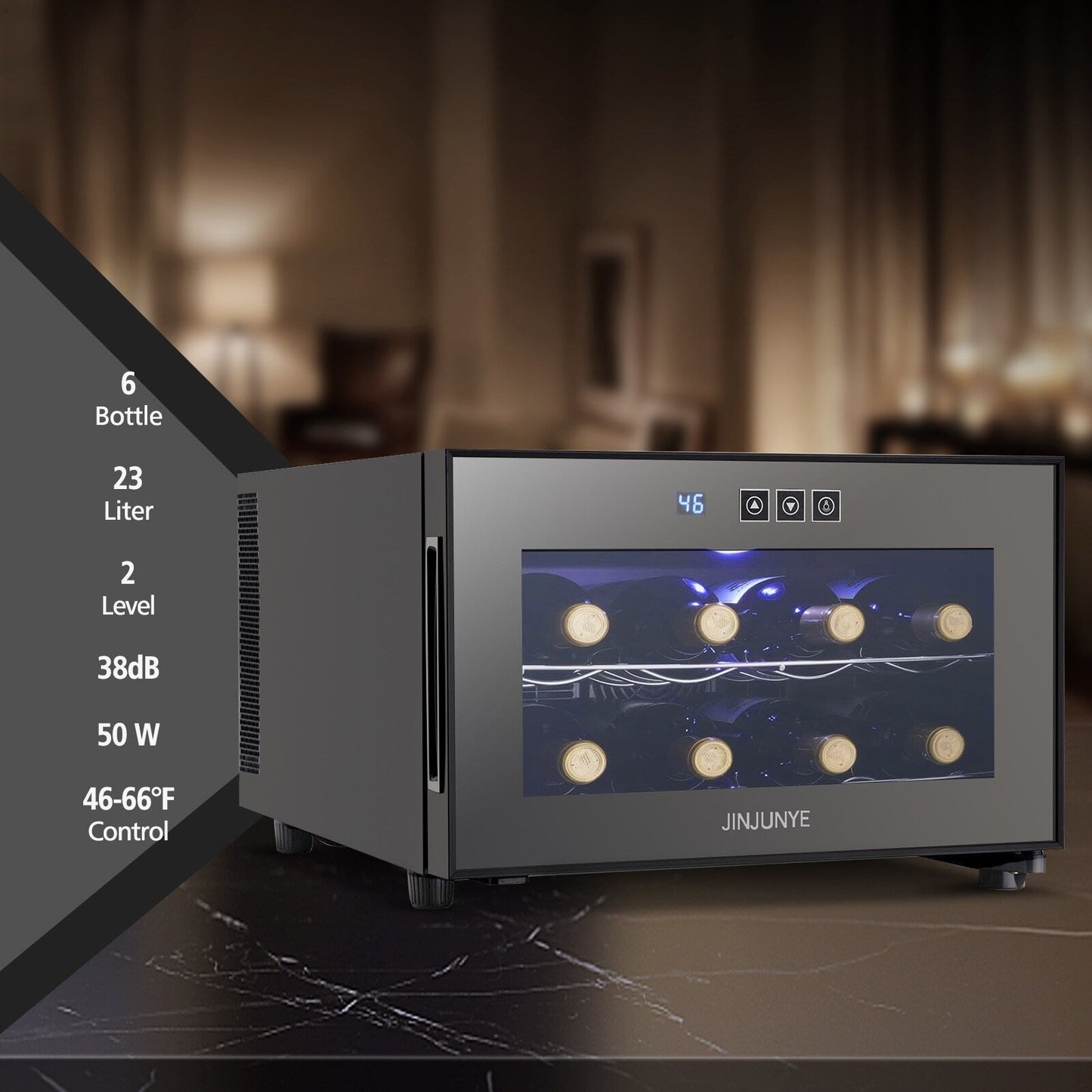 Refroidisseur de boissons polyvalent pour 8 bouteilles (8 à 19 °C) : design élégant et fonctionnement ultra-silencieux pour une utilisation à domicile