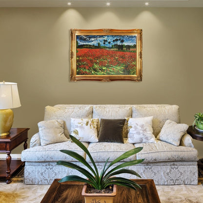 La reproduction à l'huile du pastiche « Champ de coquelicots » de Vincent Van Gogh, peinte à la main