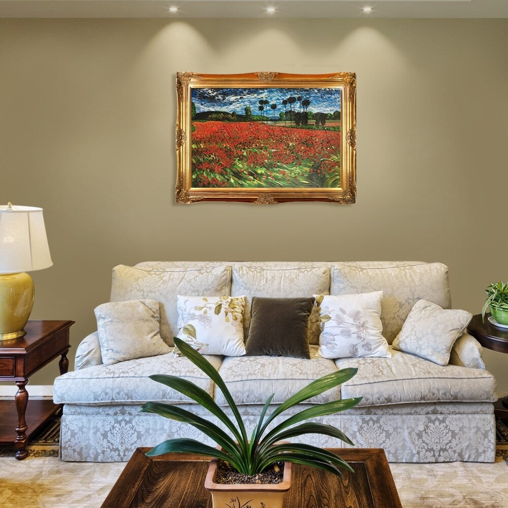 La reproduction à l'huile du pastiche « Champ de coquelicots » de Vincent Van Gogh, peinte à la main