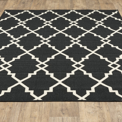 Tapis d'intérieur/extérieur Vista Home Malta Lattice Noir/Blanc cassé.