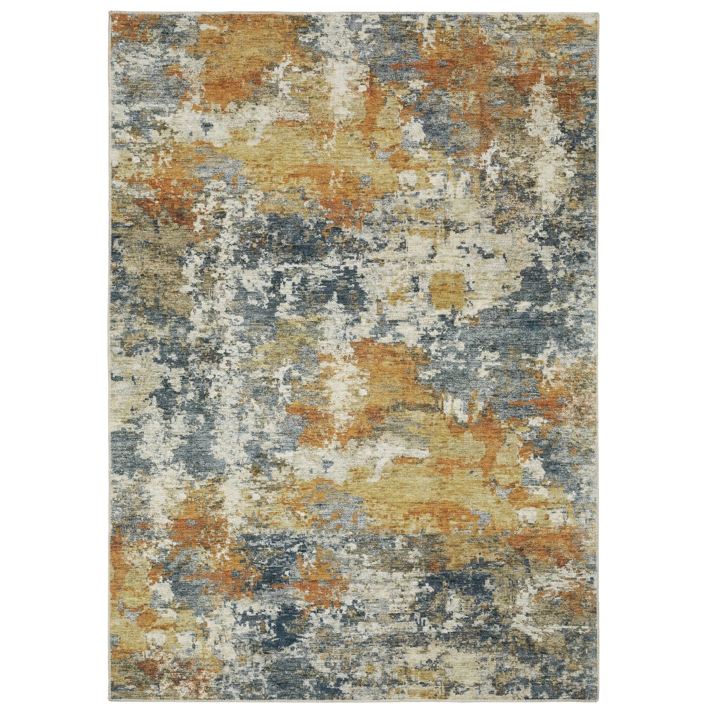 Tapis d'intérieur lavable Vista Home Marissa, style contemporain abstrait orange/bleu