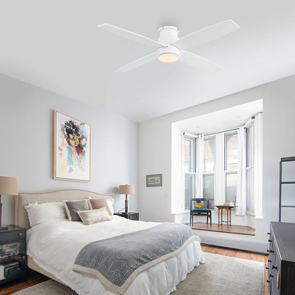 Ventilateur de plafond encastré WINGBO 44/52 pouces à courant continu avec éclairage et télécommande, 4 pales réversibles