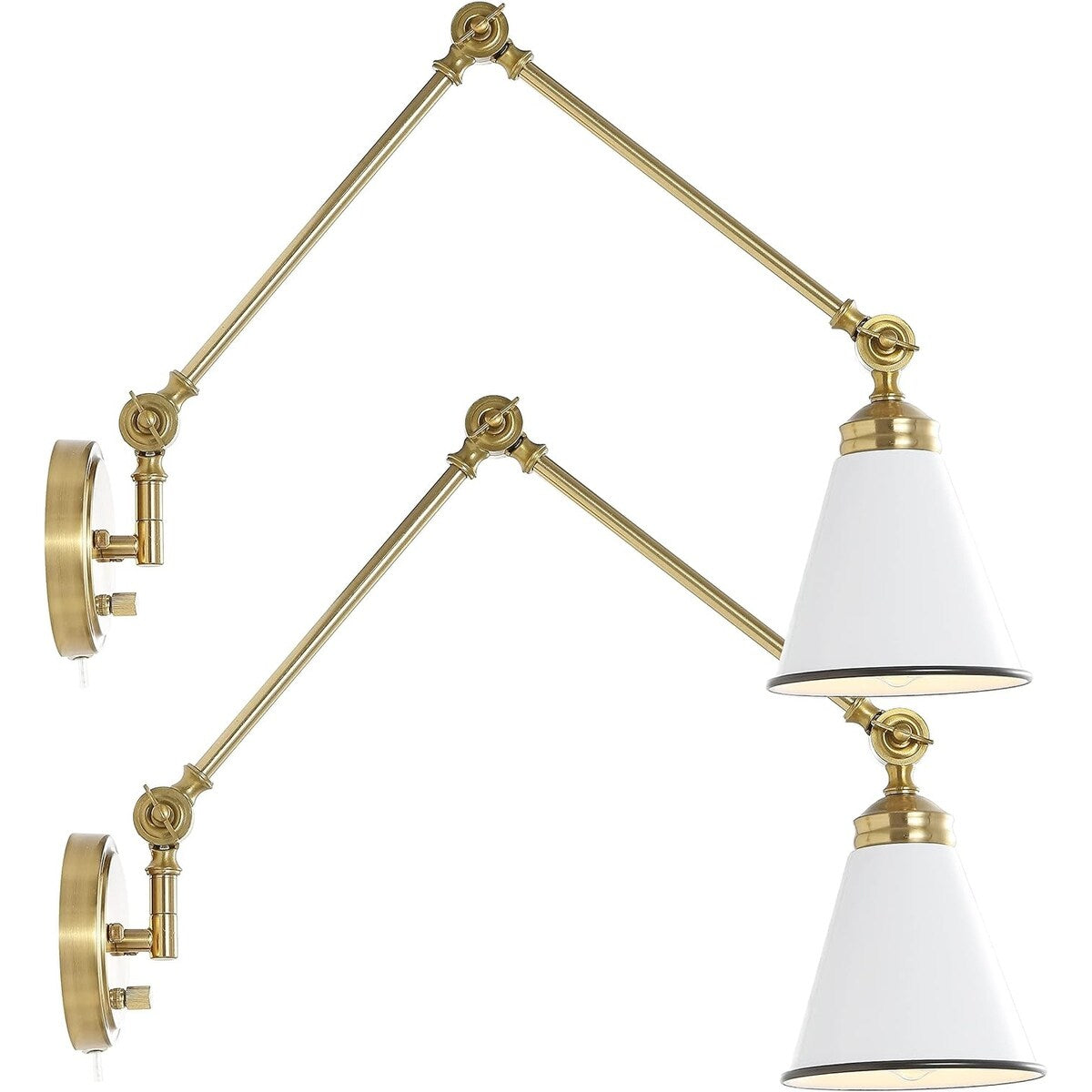 Applique murale industrielle WINGBO à bras articulé avec abat-jour en métal, lot de 2...