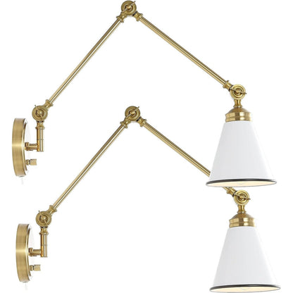 Applique murale industrielle WINGBO à bras articulé avec abat-jour en métal, lot de 2...