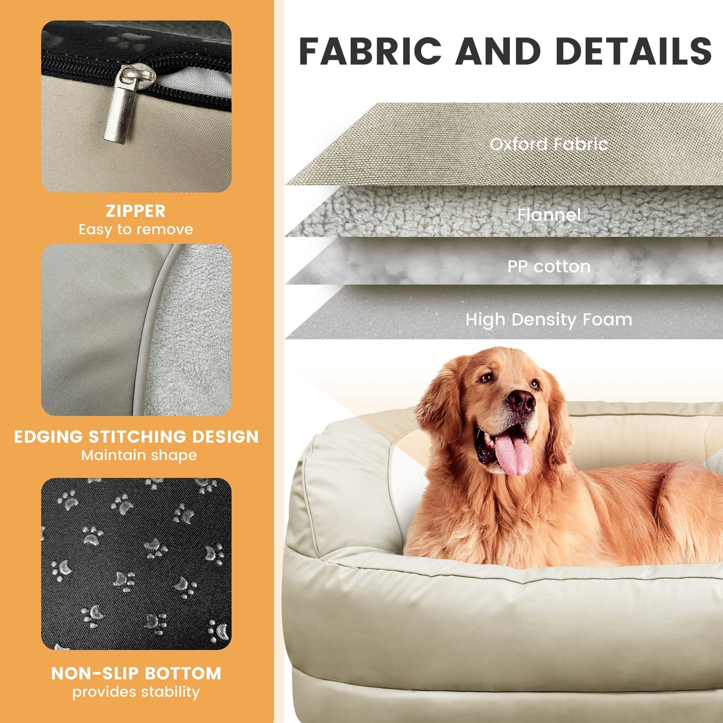 Lit orthopédique imperméable en mousse WOWMAX pour grands chiens