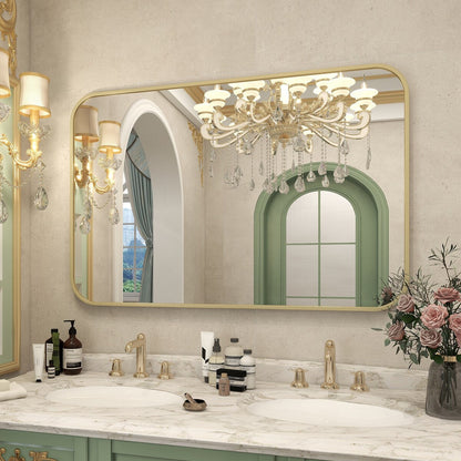 Miroir de salle de bain mural à coins arrondis