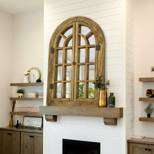 Farmhouse Windowpane Arched Wall Mirror
