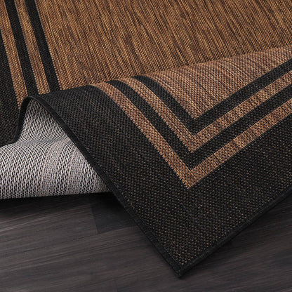 Tapis d'intérieur/extérieur lavable à bordure pour patio, terrasse, porche