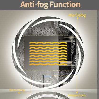 Miroir de salle de bain étanche avec éclairage LED tactile, antibuée et à intensité variable